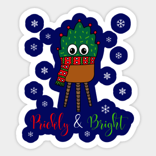 Prickly And Bright - Christmas Cactus With Scarf Sticker